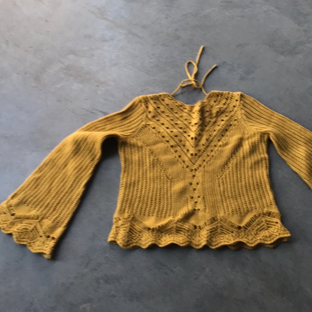 Willow & clay mustard crochet sweater